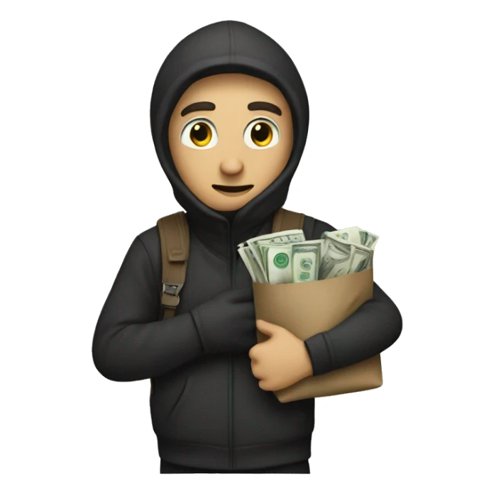 The thief was carrying a bag filled with money sticker