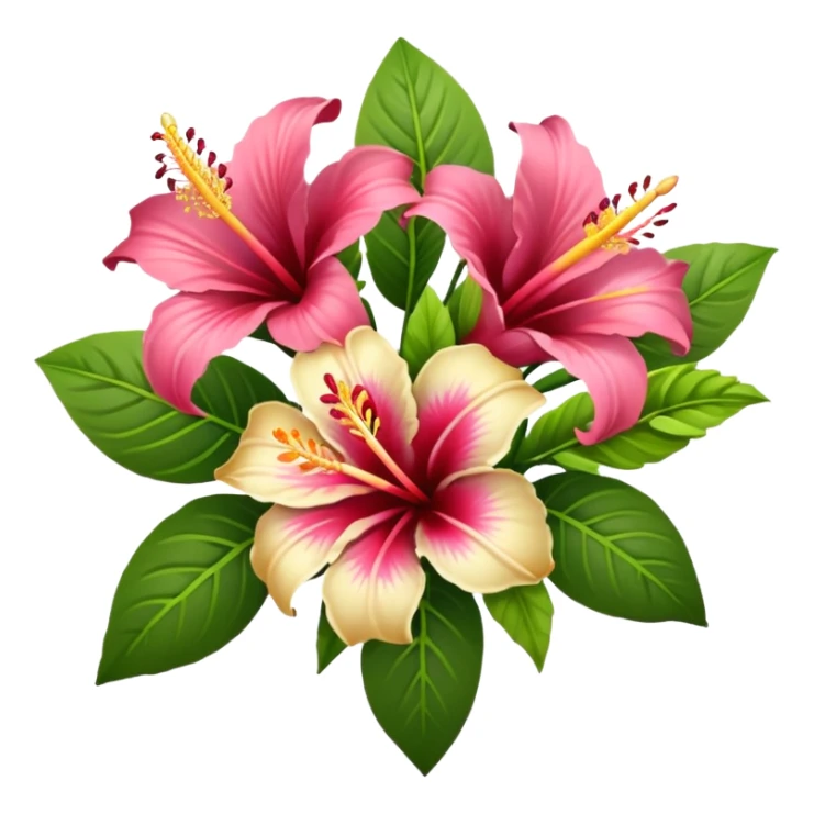 bouquet of lilies and hibiscus with bow sticker