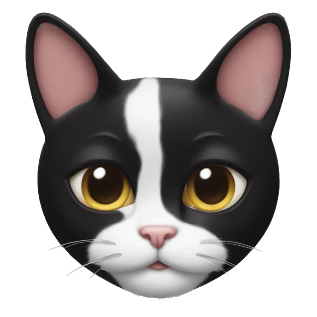 tuxedo cat with a face that looks like an upside down heart sticker