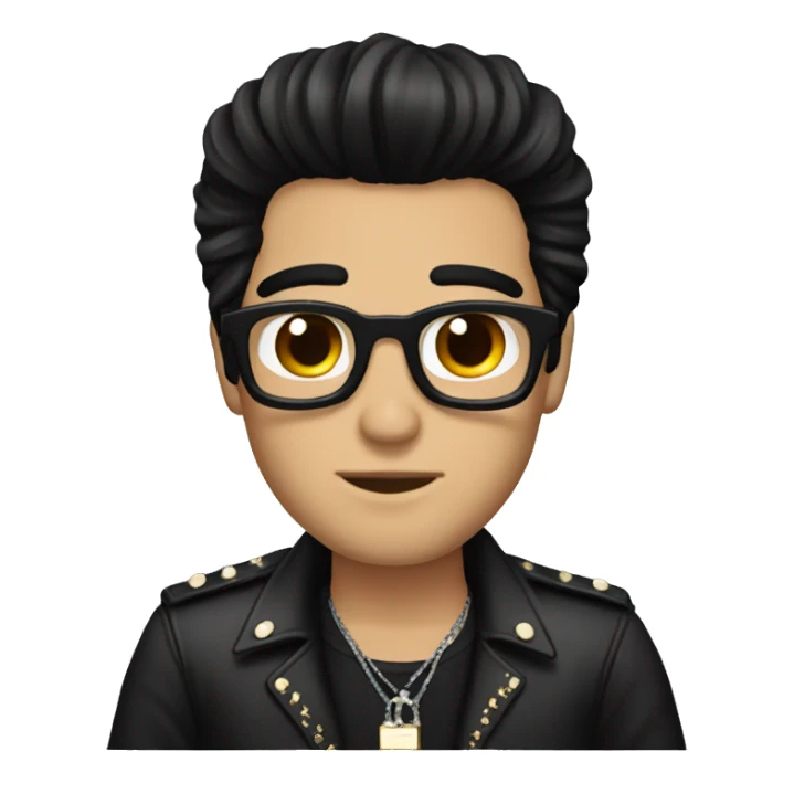 Guy with dark black hair and elvis hair sticker