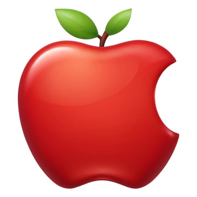 “A clean, modern Apple emoji–style apple icon, flat design, smooth gradients, subtle shine, soft shadow, centered on a neutral light background, minimalistic, professional UI style, high resolution, vector-like, no text.” sticker