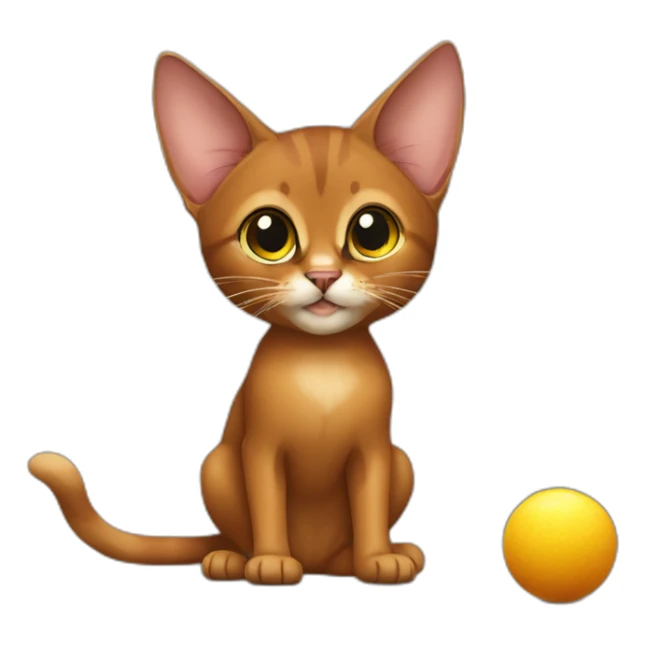 Abyssinian cat play with a small fur ball sticker