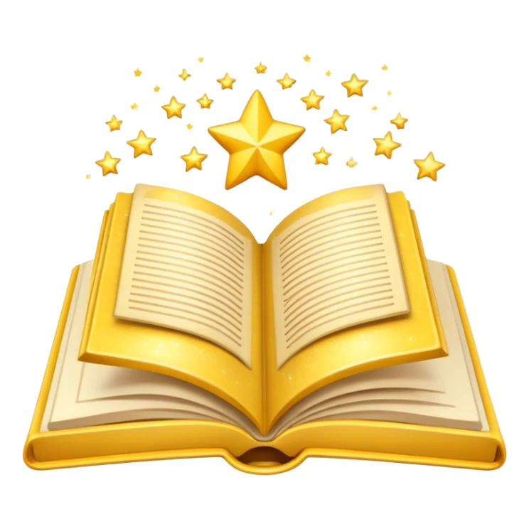 blog emoji stylized as an open book with a bookmark and sparkles, creative and welcoming sticker