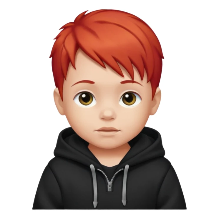 baby with red hair and black hoodie sticker