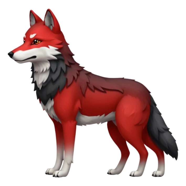 Full body red and black wolf with white accents  sticker