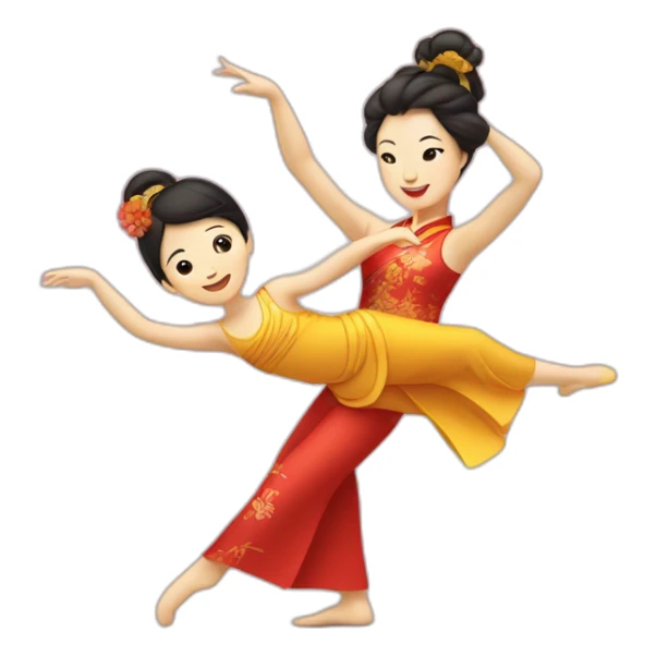Danseuse chinoise et son enfant  sticker