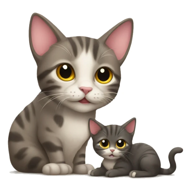 father cat and baby kitten sticker