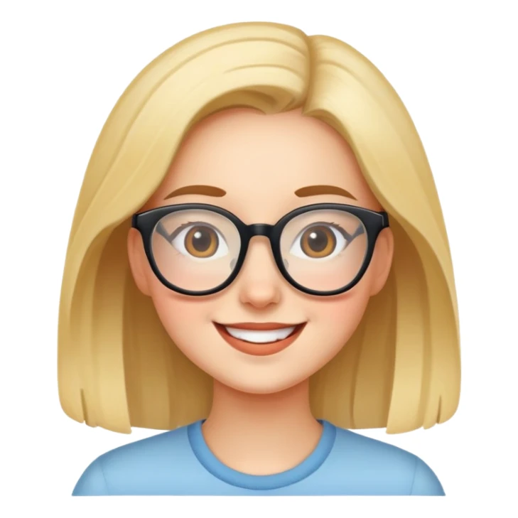 happy girl with glasses sticker