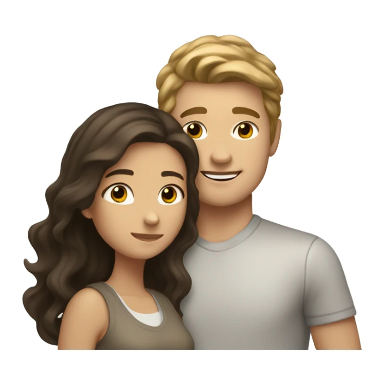 Create a white teen with dark hair hugging a light brown haired girl white sticker