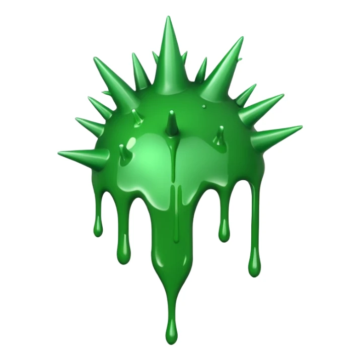 A glossy green paint splash with irregular spiky edges on a transparent background. sticker