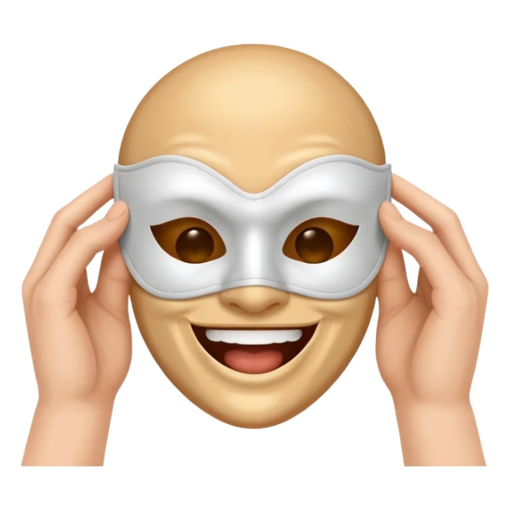 A sad person taking off a happy mask  sticker