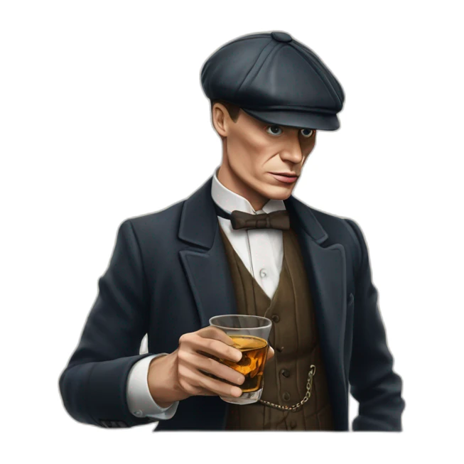 Tommy shelby peaky blinders drinking whisky realistic sticker