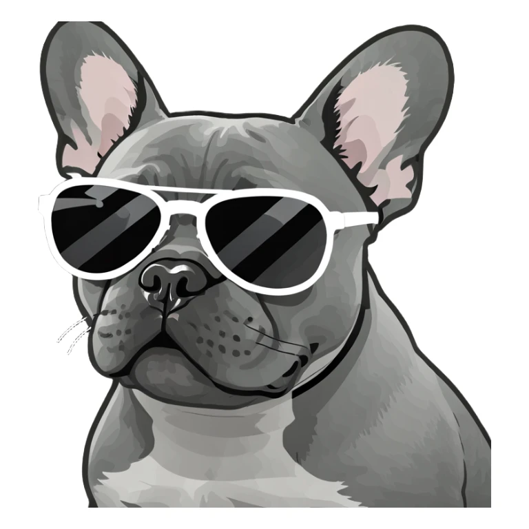 grey french bulldog with sunglasses sticker