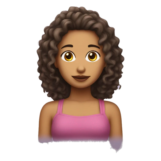 Chica con rizos pelo largo piel morena clara sticker