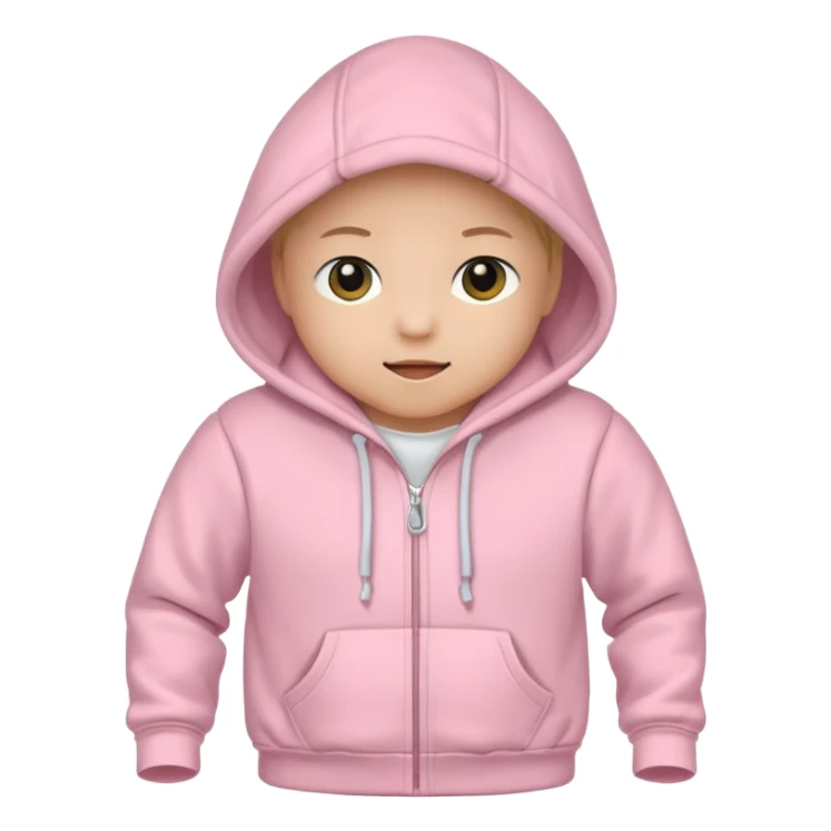 baby pink colour hoodie with hood emoji sticker