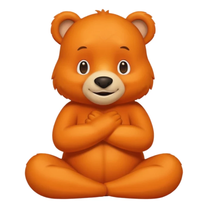 Create a orange friendly bear, make him look like from a kid cartoon and make him smile. Show his whole body. Make him look shy and cross his leg while he is standing sticker
