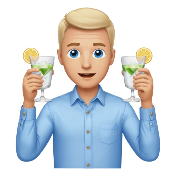 White man blue eyes cheers with two gin drinks sticker