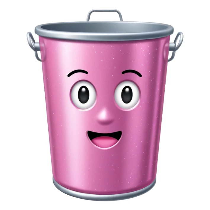 glittery pink shiny office trashcan sticker