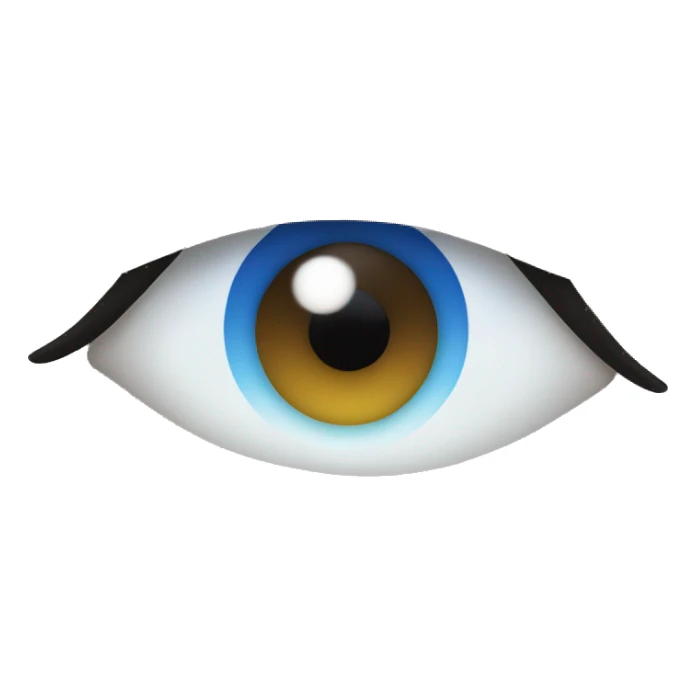 one eye with a blue pupil and three blue eyelashes on the left sticker