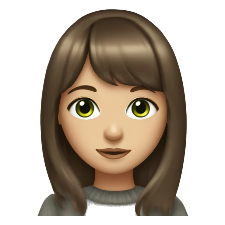  girl with brown hair with bangs with green eyes and eyeliner  sticker