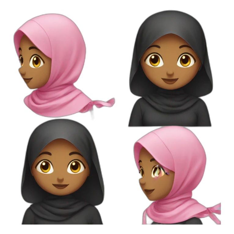 Cute black hijabi with pink ribbon sticker