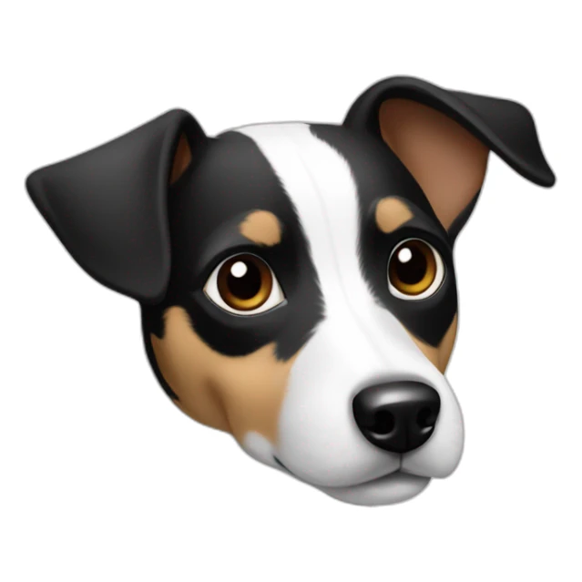 Black and white jack Russell with black head sticker