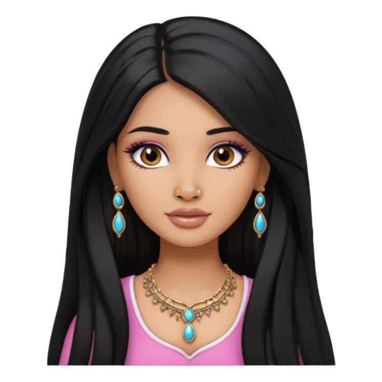 Indian Barbie with black long hair and a nose piercing  sticker