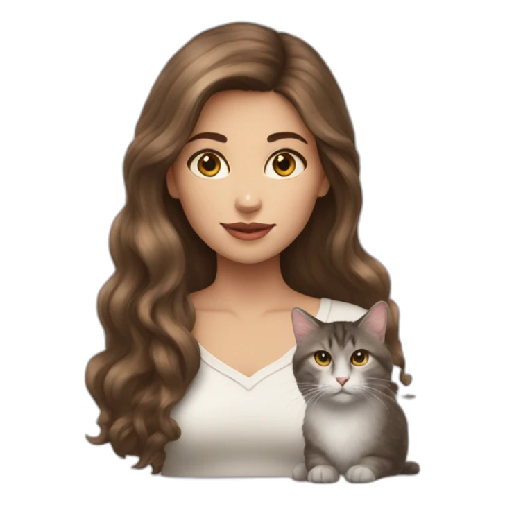 Girl-with-brunette-hair-and-cat-angora sticker