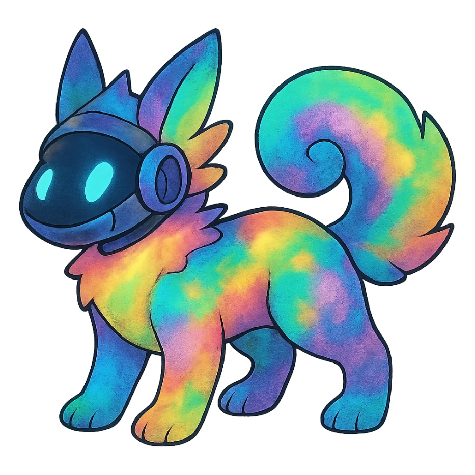 exotic tropical iridescent colorful nebula rainbow gradients cyber-Protogen-Fakémon-Pokémon sticker