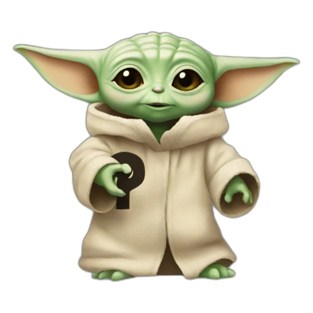 Baby Yoda holding a number 3 sign sticker