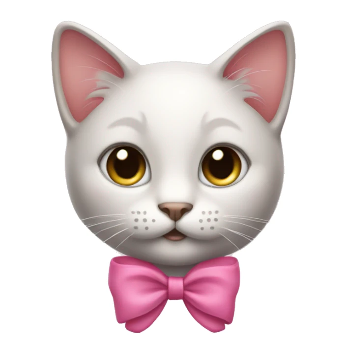 kitty with a little pink bow on right sides ear  sticker