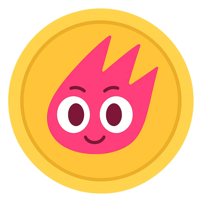 Create an emoji style gold token with a simple rim, featuring only the mascot head from the provided image. The design should have minimal details, no shadows, and be centered on a transparent background. The mascot head should be as in the reference image, styled to look like an emoji gold token with a simple rim. sticker