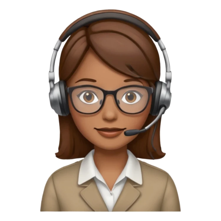 Frau, braune Haare, Brille, mit Headset für Kundenberatung sticker