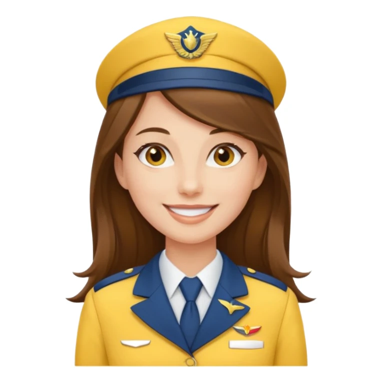 long hair stewardess yellow uniform sticker