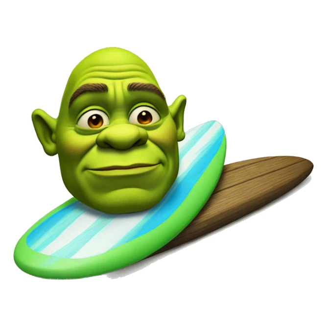 Shrek, the ogre on a surfboard, but sad sticker
