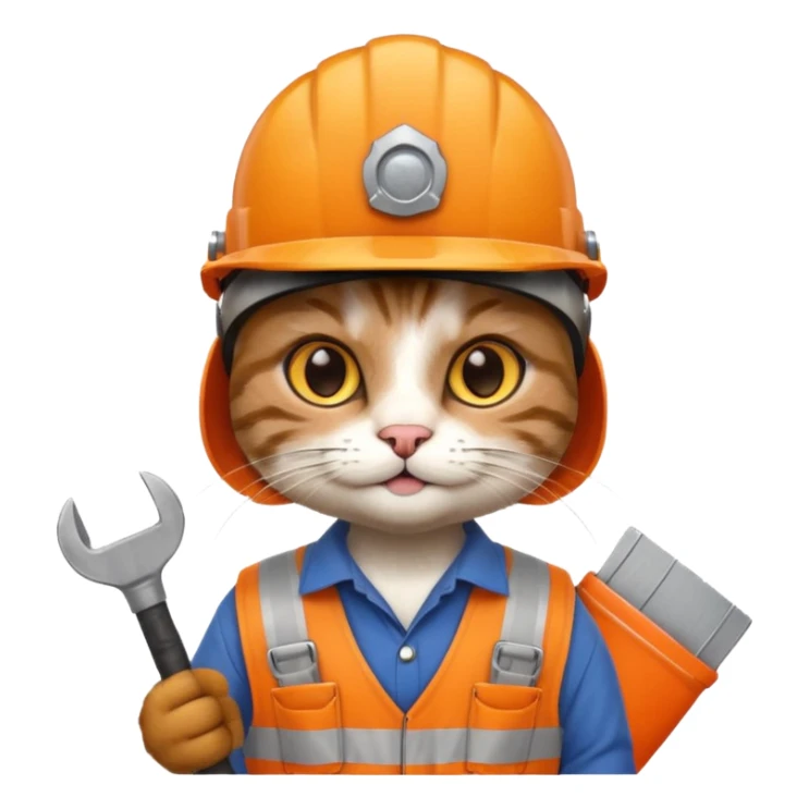 cat, handyman Outfit, wearing a Helmet sticker