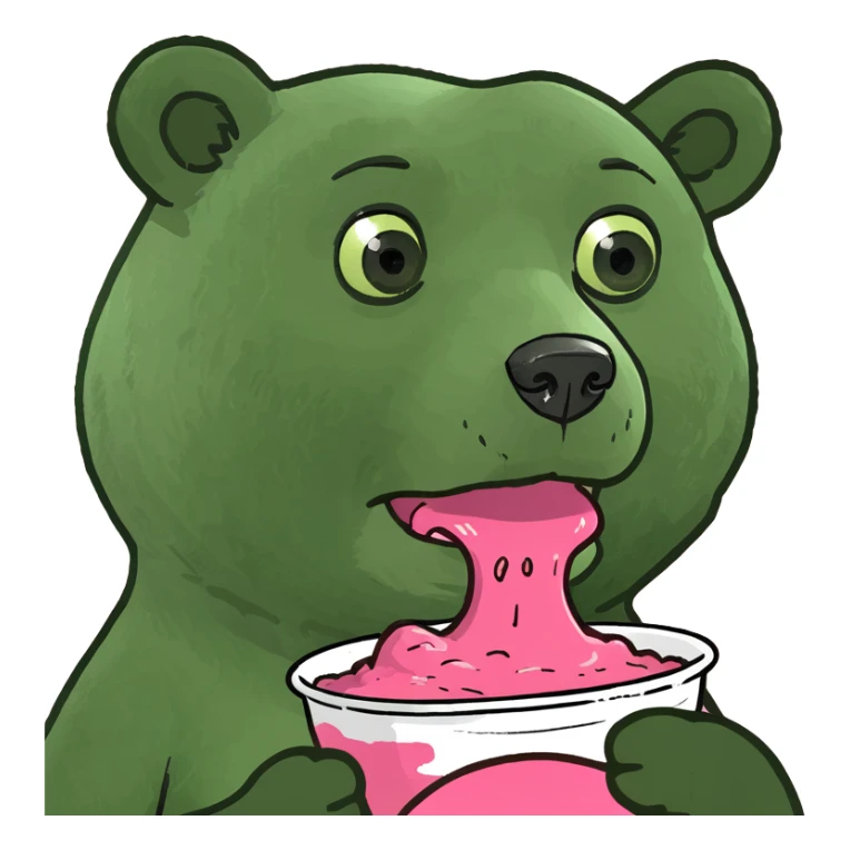 girl bear eating pink slop sticker