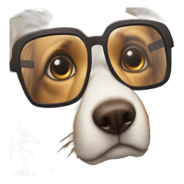 Dog peering over top of reading glasses sticker