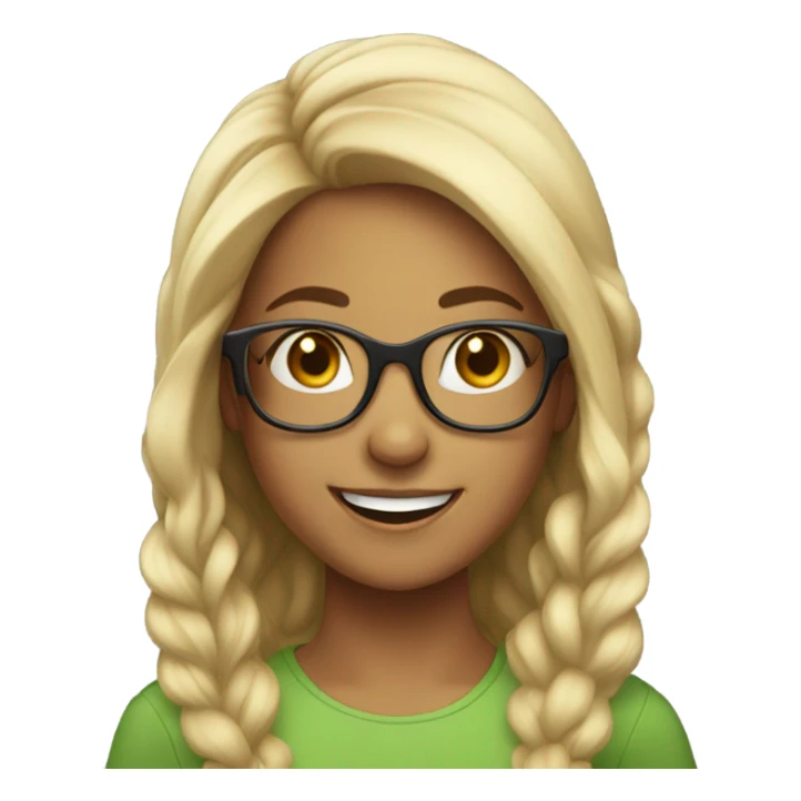 happy girl with glasses sticker