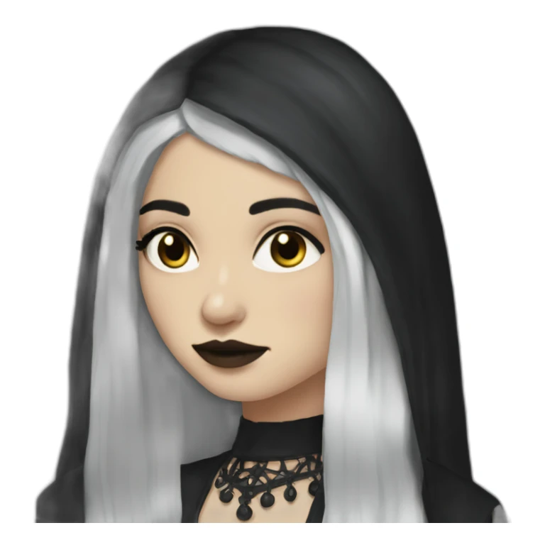 goth girl pale, black long hair, dupatta sticker