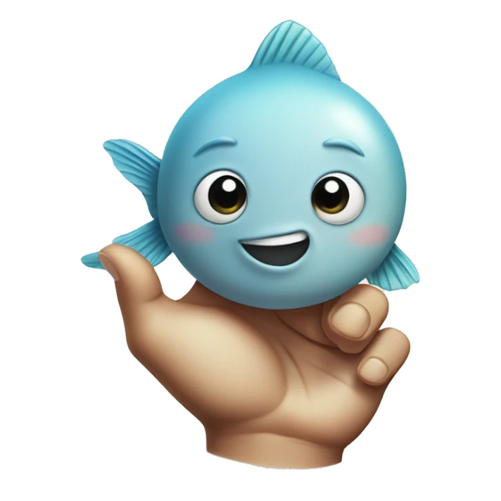 A fish doing a peace sign with his hand, raising his index and middle finger sticker