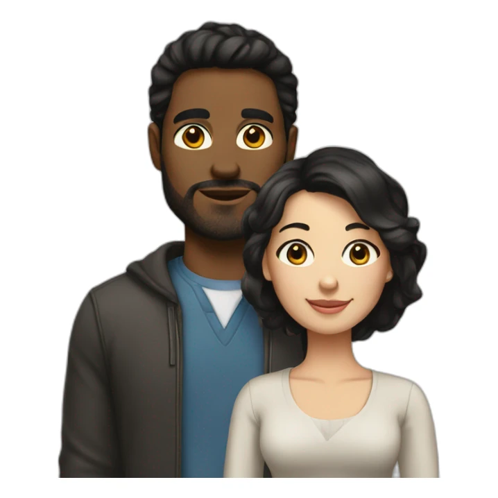 Husband and wife black hair white skin tone  sticker
