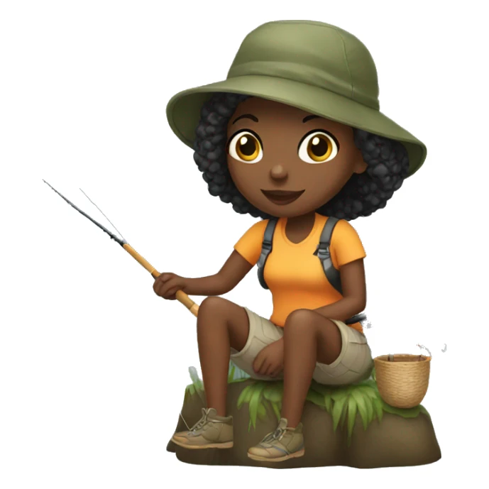 Black girl fishing sticker