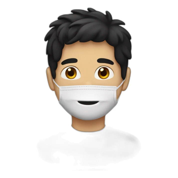 A guy with a black hair wearing mask sticker