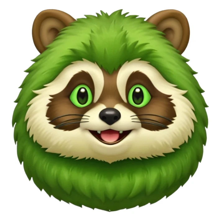 Green tanuki, all green body, only green tone colors sticker