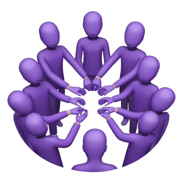 purple group without eyes and nose   holding handsin circle sticker