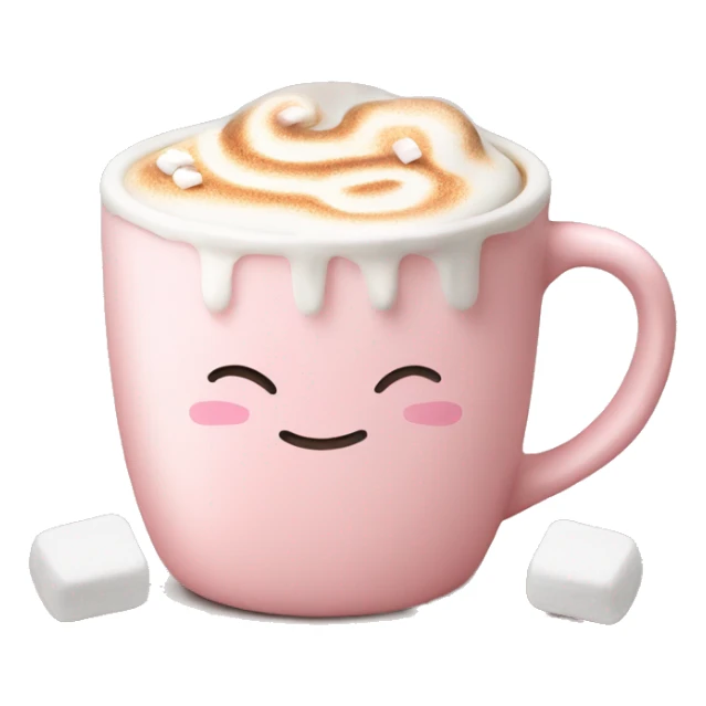 Light Pink mug of latte with marshmallows  sticker
