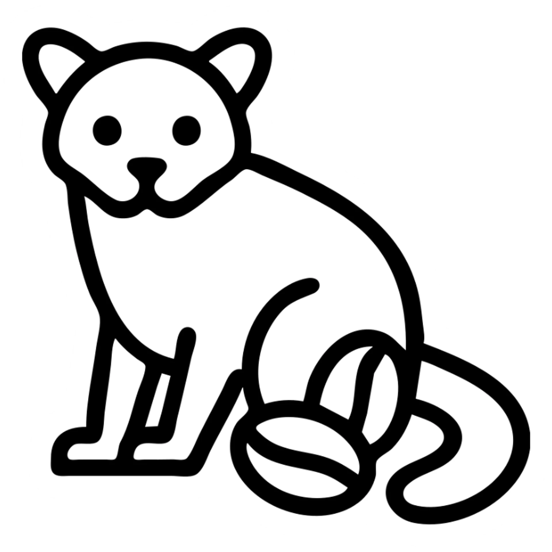 luwak civet with coffee beans, outlined icon, black and white, no fill, simple and recognizable sticker