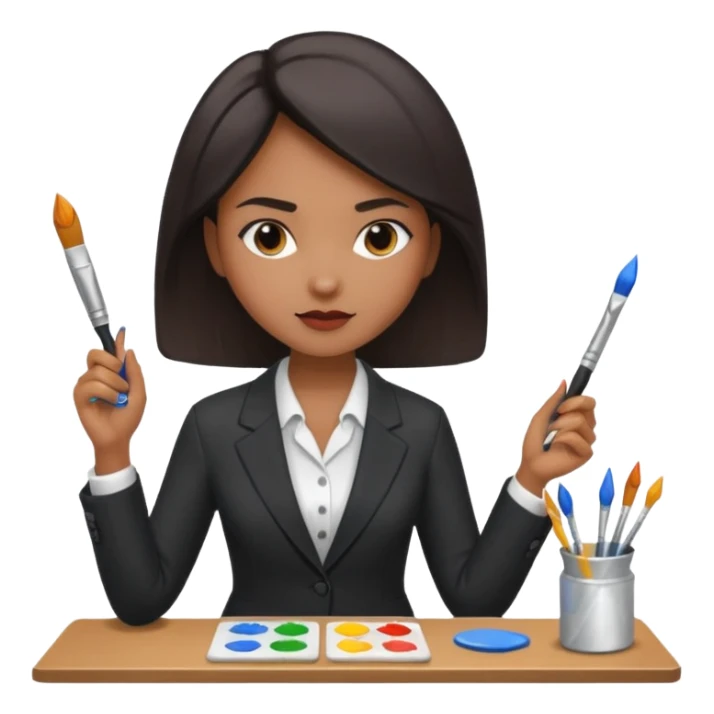 business woman painting sticker