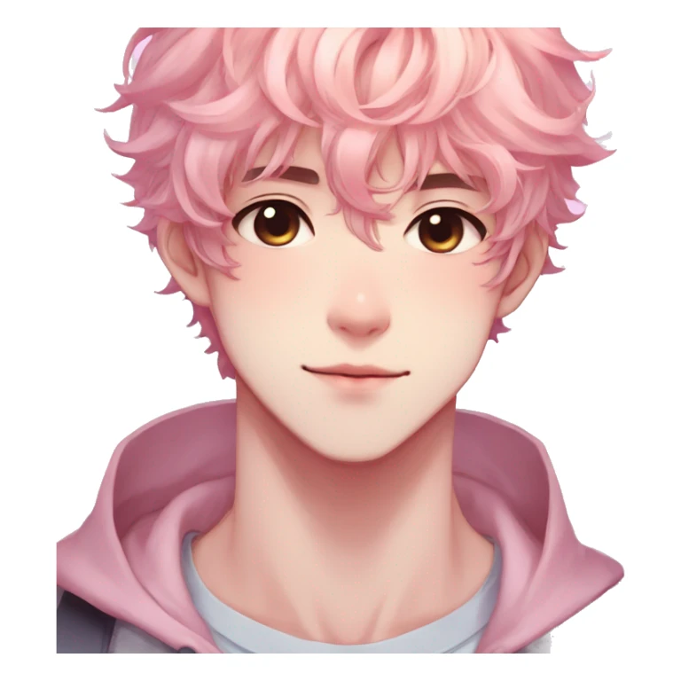 Gorgeous colorful shiny pastel anime style shojo man with blushing face and butterflies aesthetic and pretty hair trending style sticker